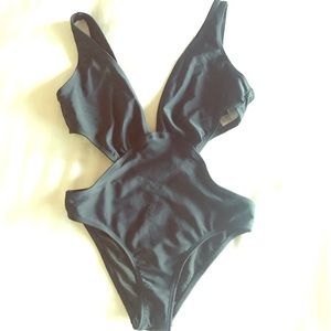 Black one piece swim suit